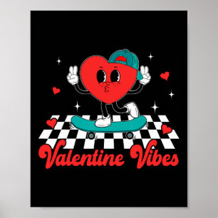 Affiche Vibes de la Saint-Valentin Groovy Cœur Mignon Pour