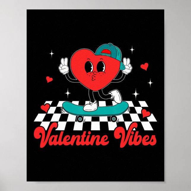 Affiche Vibes de la Saint-Valentin Groovy Cœur Mignon Pour (Devant)