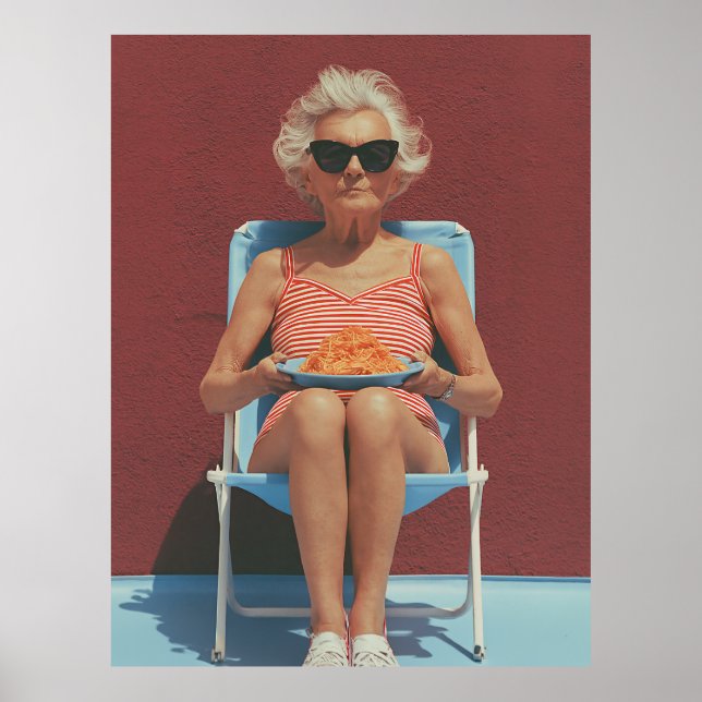 Affiche Vibes de l'été rétro – Portrait d'une femme âgée é (Devant)