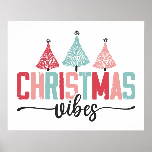 Affiche Vibes de Noël - Festive Tree Design (Devant)