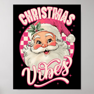 Affiche Vibes de Noël rose vintage Paja