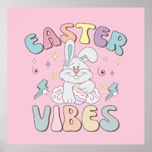 Affiche Vibes de Pâques de Bunny mignonne Pastel Spring Pa