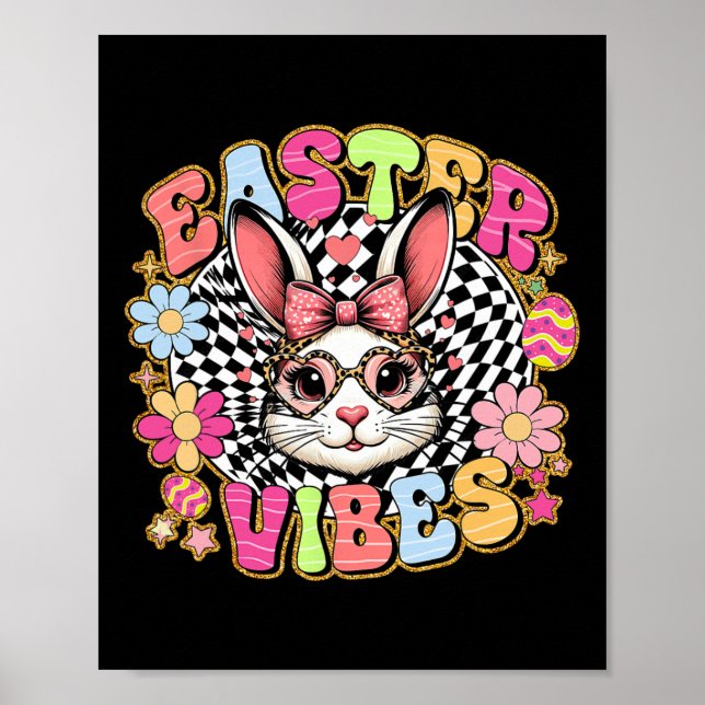 Affiche Vibes de Pâques Lapin de Floral Œuf Coquette Arc  (Devant)