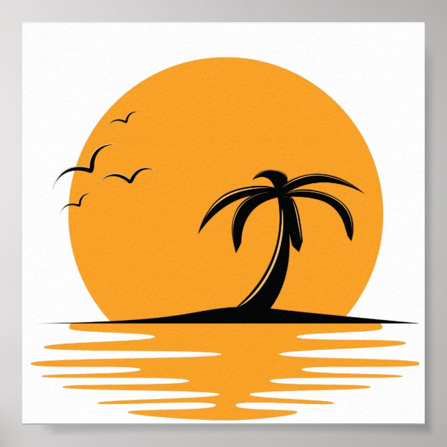 Affiche Vibes de plage Été Rétro Coucher de soleil Vacance (Devant)