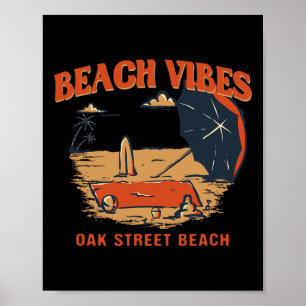 Affiche Vibes de plage Oak Street Beach Été Illinois Tropi
