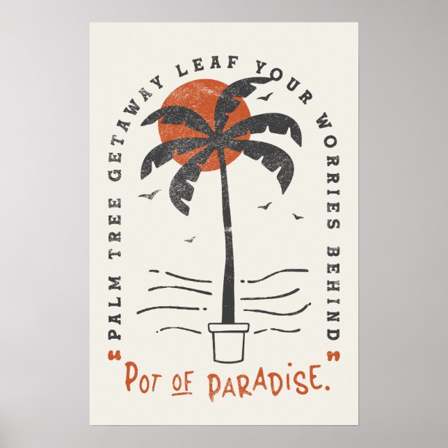 Affiche Vibes de plage Tropical Palm Tree Summer Sun Retro (Devant)