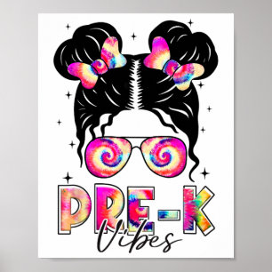 Affiche Vibes de pré-maternelle Fille au chignon désordonn
