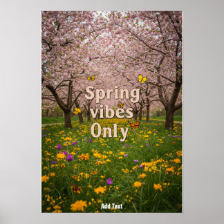 Affiche Vibes de printemps uniquement - Quote de printemps