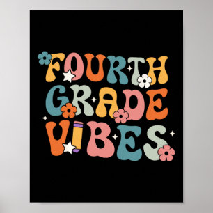 Affiche Vibes De Quatrième Année Retour À L'École Rétro 4E
