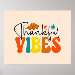Affiche Vibes de remerciement Automne Thanksgiving