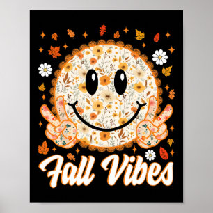 Affiche Vibes de Rétro Automne Sourire Visage Thanksgiving