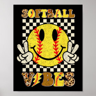Affiche Vibes de softball Rétro Groovy journée de match fi