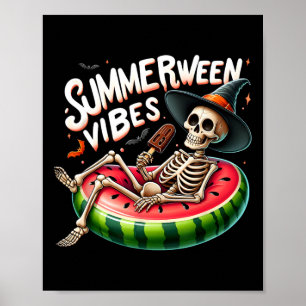 Affiche Vibes de Summerween squelette effrayant Halloween