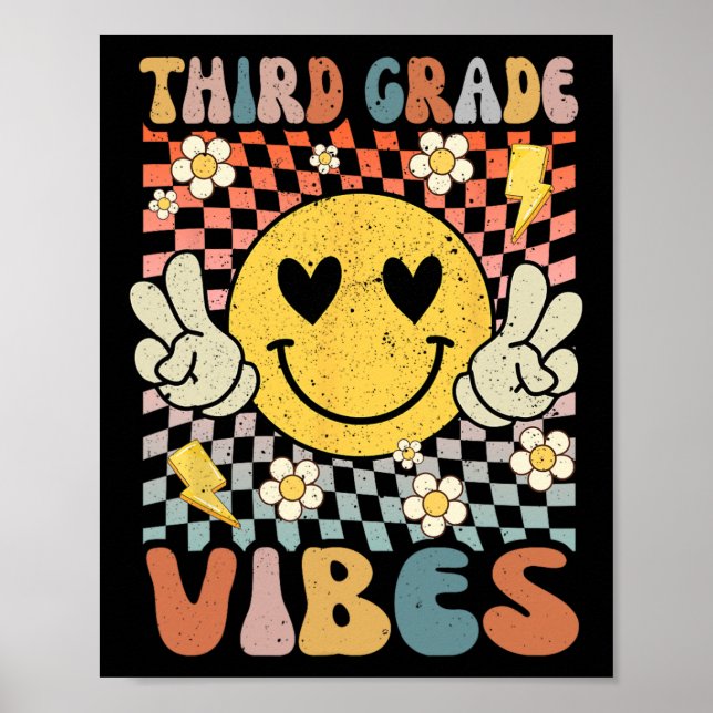 Affiche Vibes de troisième année Enseignant rétro de 3e an (Devant)
