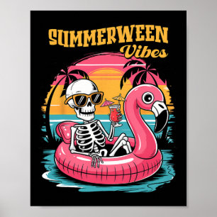 Affiche Vibes d'été de l'Halloween squelette Vacances d'ét