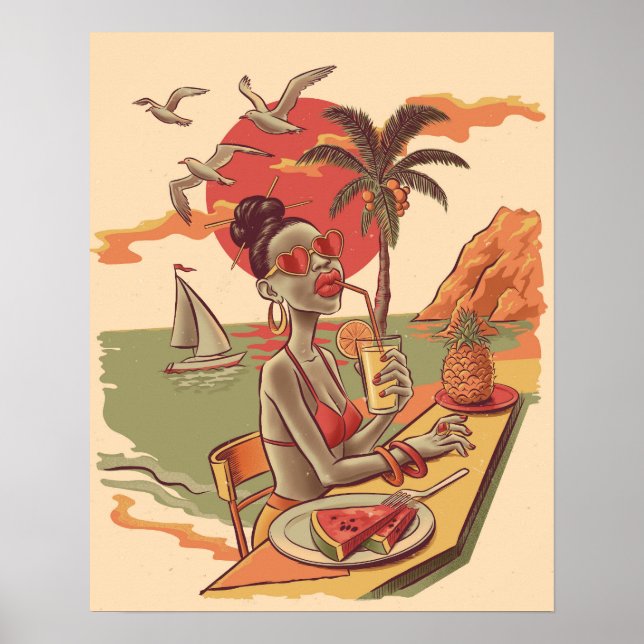 Affiche Vibes d'été de style bande dessinée (Devant)