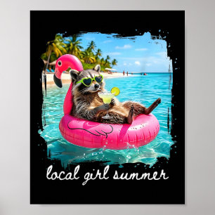Affiche Vibes d'été drôles raton laveur femmes filles fill