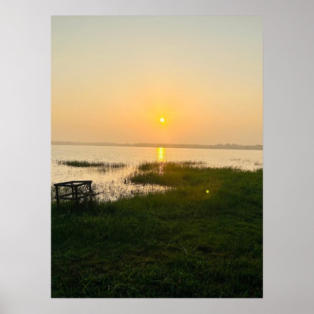 Affiche Vibes d'été | Monogramme ombré de soleil et de sab (Devant)