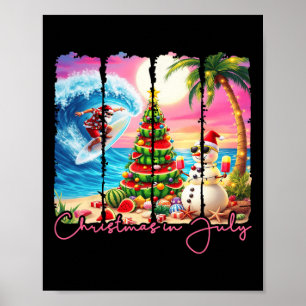 Affiche Vibes d'été Noël en juillet Santa Surf Trip de pla