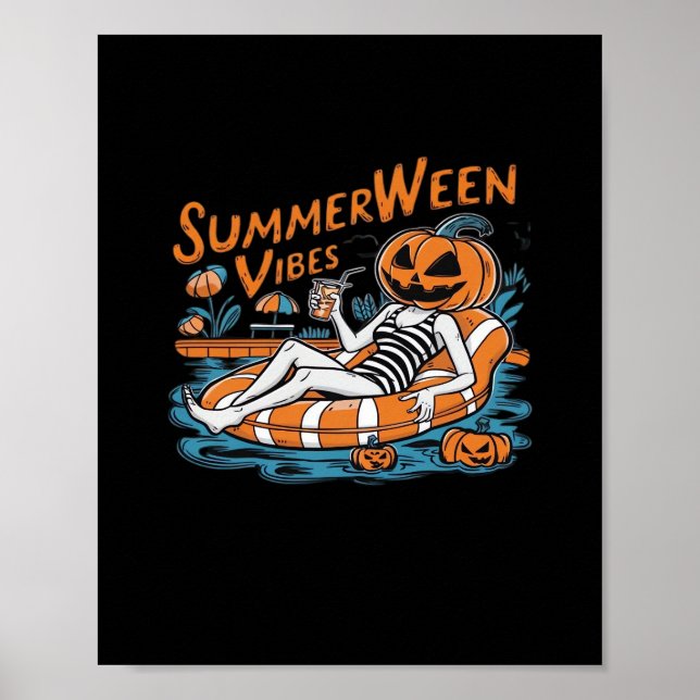 Affiche Vibes D'Été Pour Été Éffrayant, Cadeau D'Halloween (Devant)
