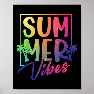 Affiche Vibes d'été Retro Tropical Sunset Palm Trees Plage