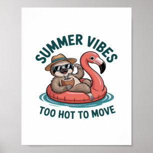 Affiche Vibes d'été Sloth Funny Lazy Float
