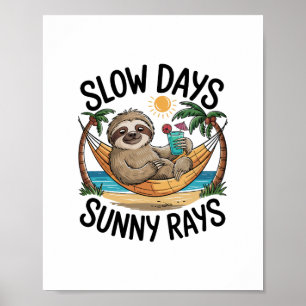 Affiche Vibes d'été Sloth Funny Lazy Float