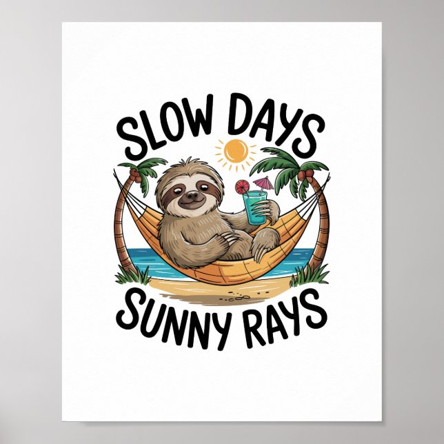 Affiche Vibes d'été Sloth Funny Lazy Float (Devant)