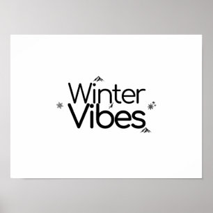 Affiche Vibes d'hiver – Flocon de neige et montagne minima