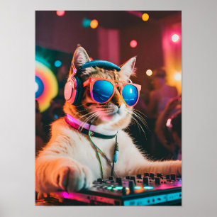 Affiche Vibes DJ de chat, Cadeau Amoureux des chats