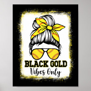 Affiche Vibes d'or noir seulement T-shirt doux pour femmes