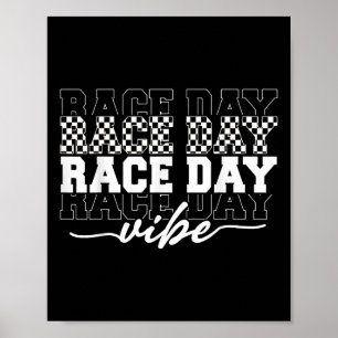 Affiche Vibes du jour de course À damiers Coquette Bow Car