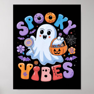 Affiche Vibes éffrayant Ghost Retro Super Halloween Kids G