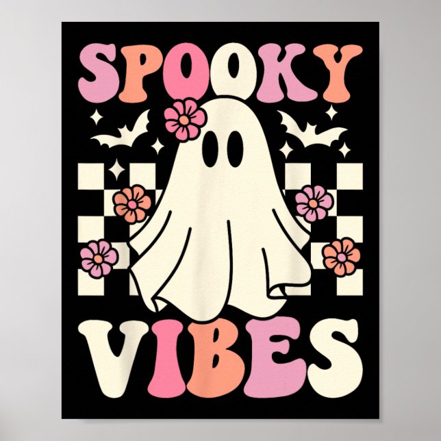 Affiche Vibes éffrayantes Halloween Ghost Costume Rétro Su (Devant)