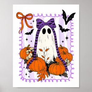 Affiche Vibes éffrayantes Retro Ghost Coquette Bow Hallowe