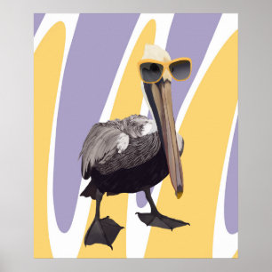 Affiche Vibes estivales amusantes Oiseau pélican