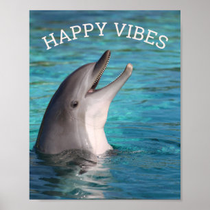 Affiche Vibes heureuses dauphin souriant ou ajoutez votre