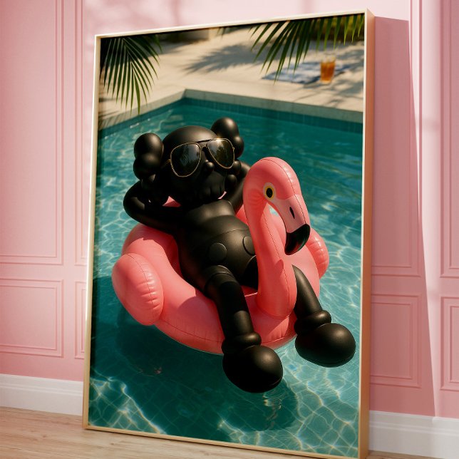 Affiche Vibes Piscine Luxe | Flamant Rose d'Été (Créateur téléchargé)