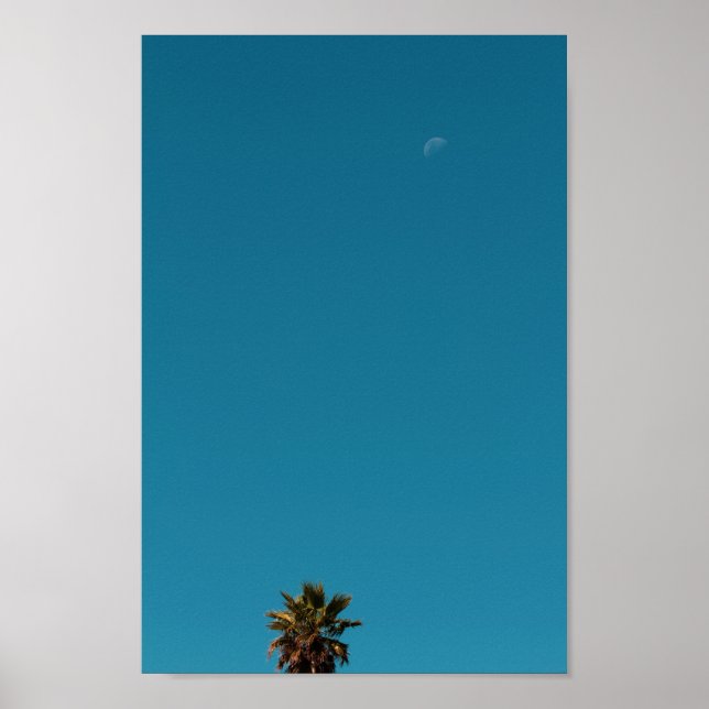 Affiche Vibes positives Minimalisme de la lune de palmiers (Devant)