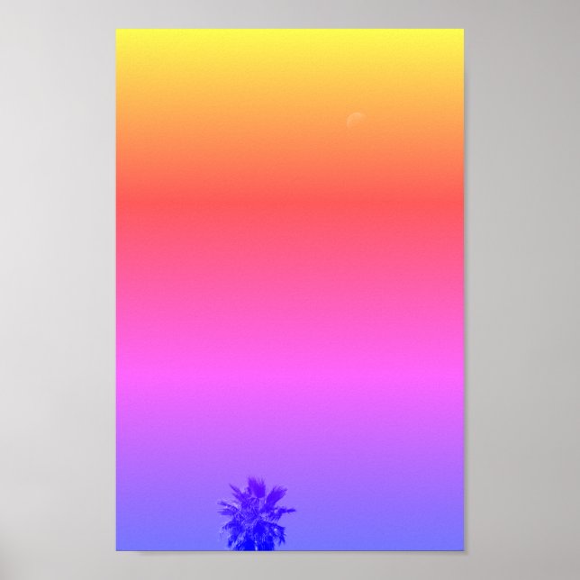 Affiche Vibes positives Minimalisme de la lune de palmiers (Devant)
