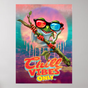 Affiche Vibes réfrigérées uniquement Grenouille 3D arbre