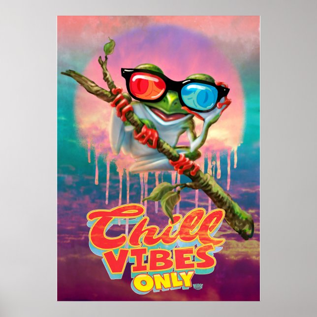Affiche Vibes réfrigérées uniquement Grenouille 3D arbre (Devant)