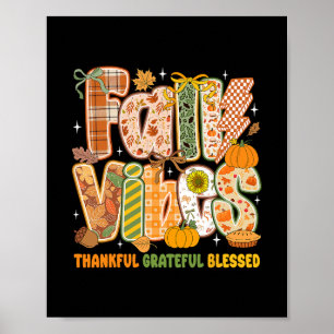 Affiche Vibes Rétro d'Automne Reconnaissant Grateful Bénie