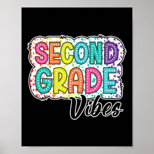 Affiche Vibes rétro de 2e année Retour à l'école 2e année