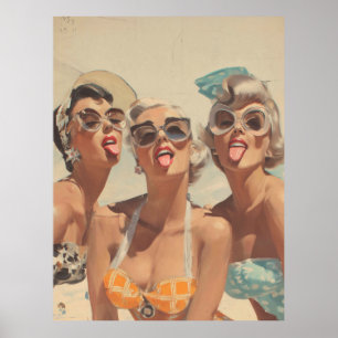 Affiche Vibes Rétro de Pin-Up de Plage