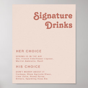 Affiche Vibes rétro simples Boissons de signature rose p