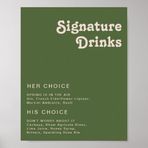 Affiche Vibes rétro simples Olive Green Signature Boisso
