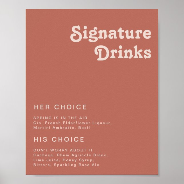 Affiche Vibes rétro simples | Vieux Rose Signature Boisson (Devant)