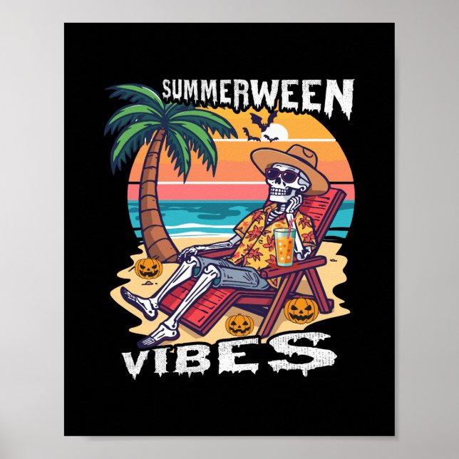 Affiche Vibes Summerween Halloween squelette (Devant)
