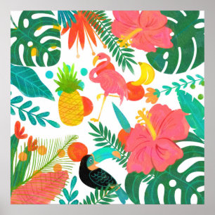 Affiche Vibes Tropicales Feuilles Florales Été Chic